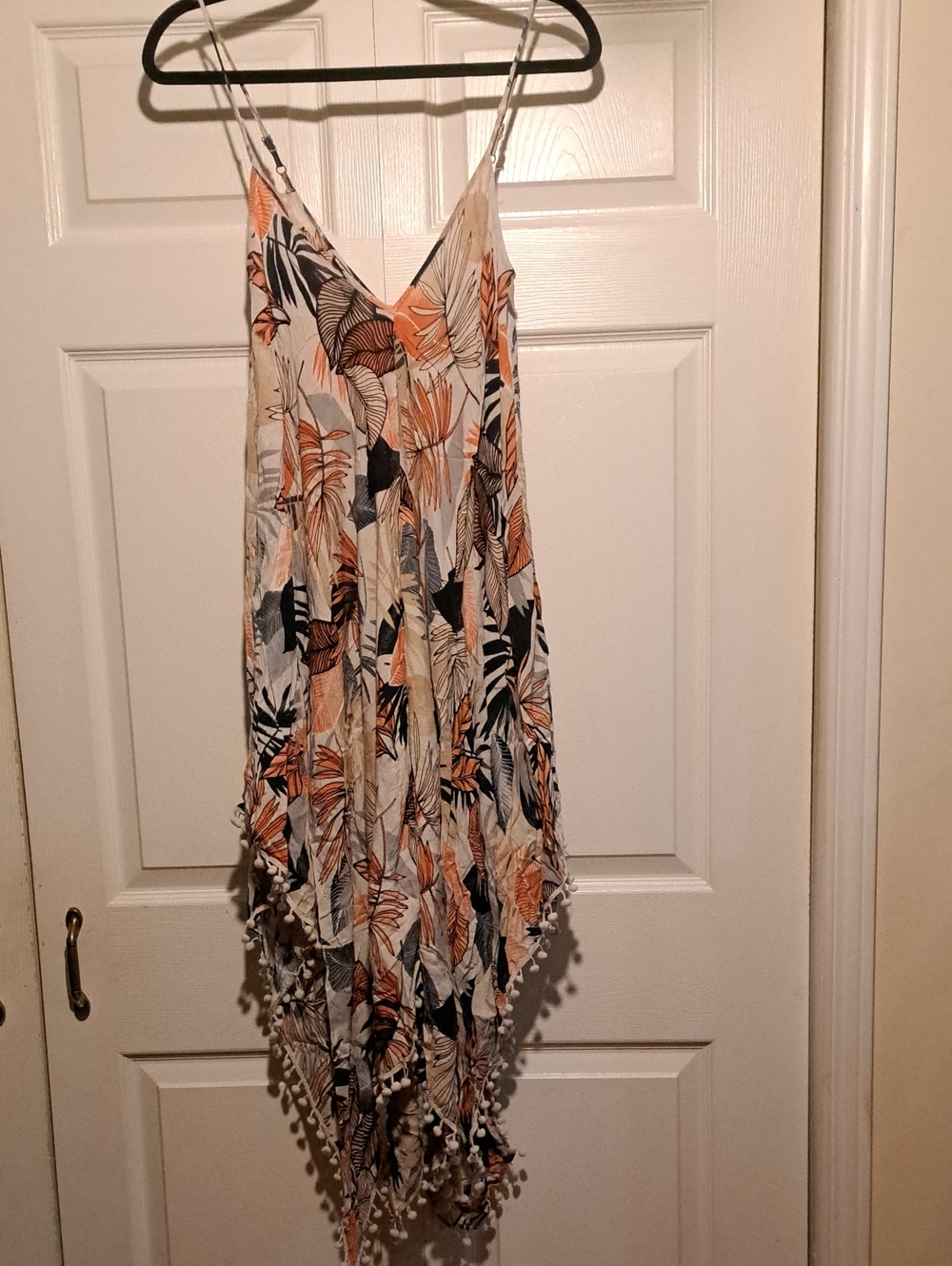 🎉Goa Beachwear-Boho Palm-Print Spaghetti Strap Dress in Peach,cream Blue